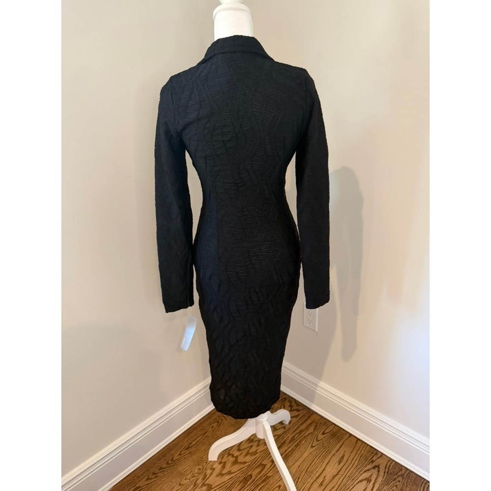 The Sang Long-sleeve NWT Midi Dress, Stretch, Black, Full Button Down Front S - Picture 4 of 8